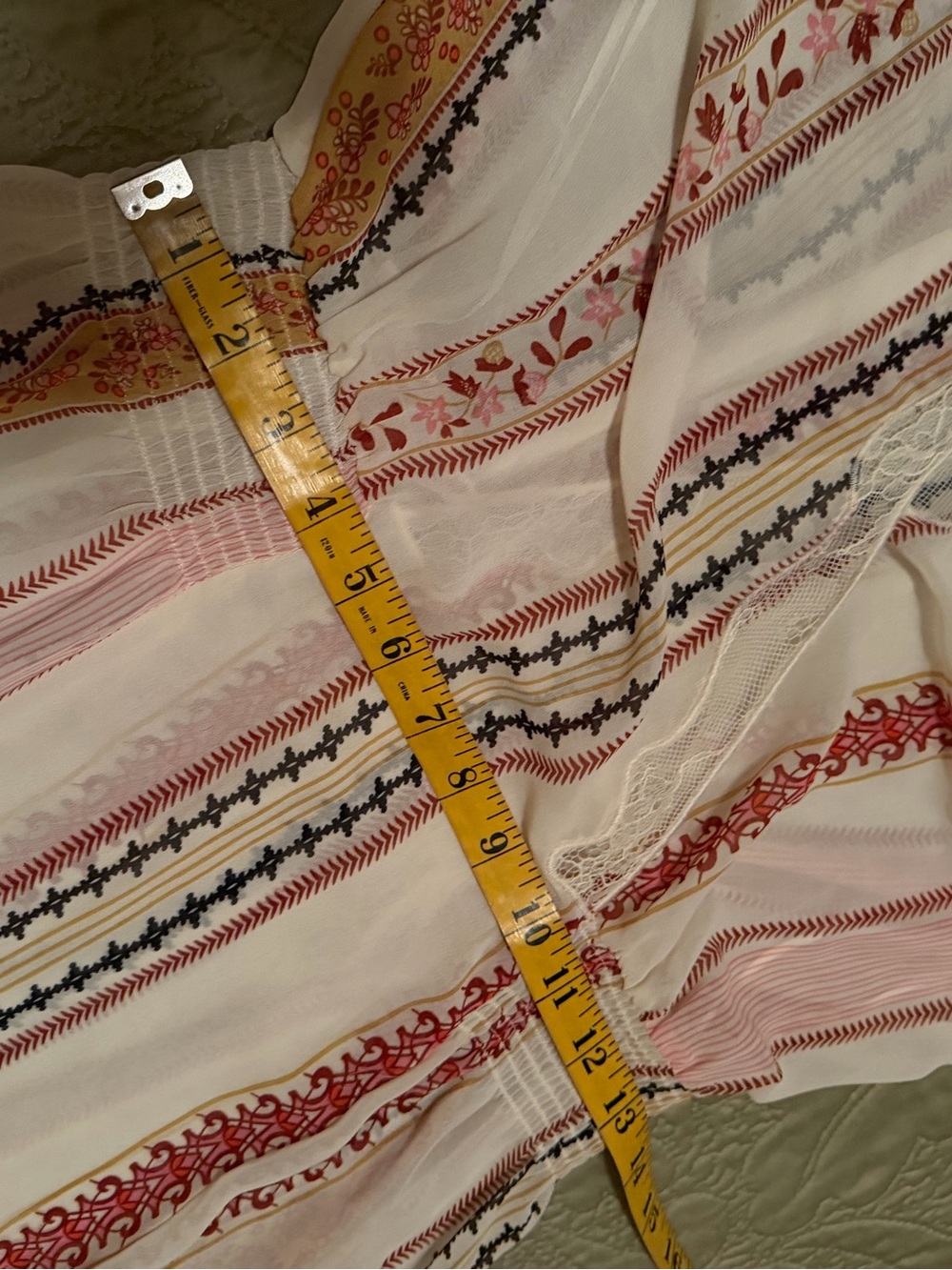ASTR The Label Sheer Lace Trim Flowing Boho Striped Maxi Dress Size M - Picture 12 of 14